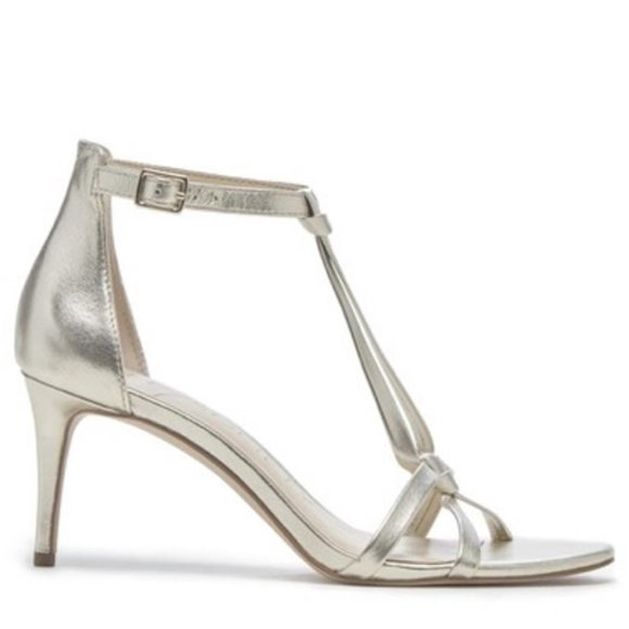 NIB SOLE SOCIETY Champagne Gold Leather Sandal - Picture 2 of 5